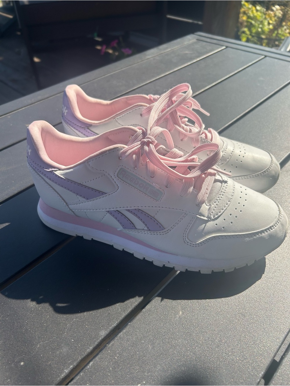 Reebok White Sneakers with Pink & Lavender Accents